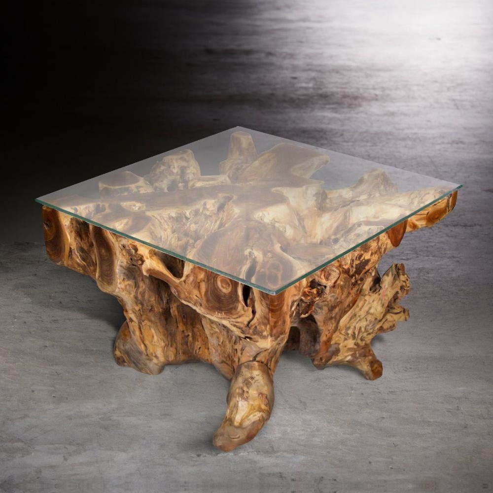 Glass and online teak coffee table